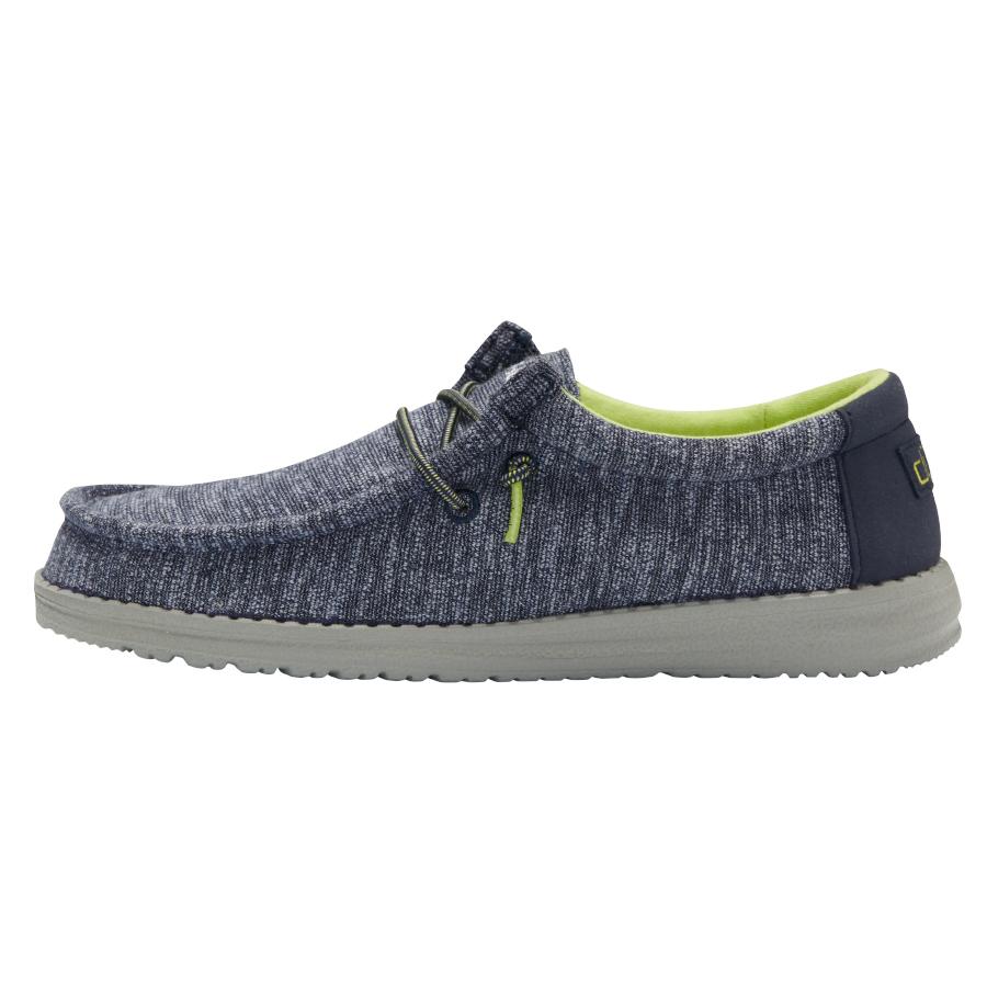 Kids' Hey Dude Wally Slip On Shoes Navy | KMZEF-5790