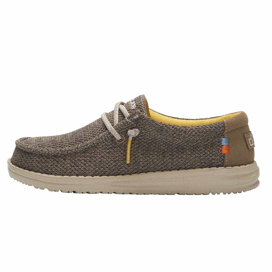 Kids' Hey Dude Wally Tennis Shoes Brown | HJGBS-4785