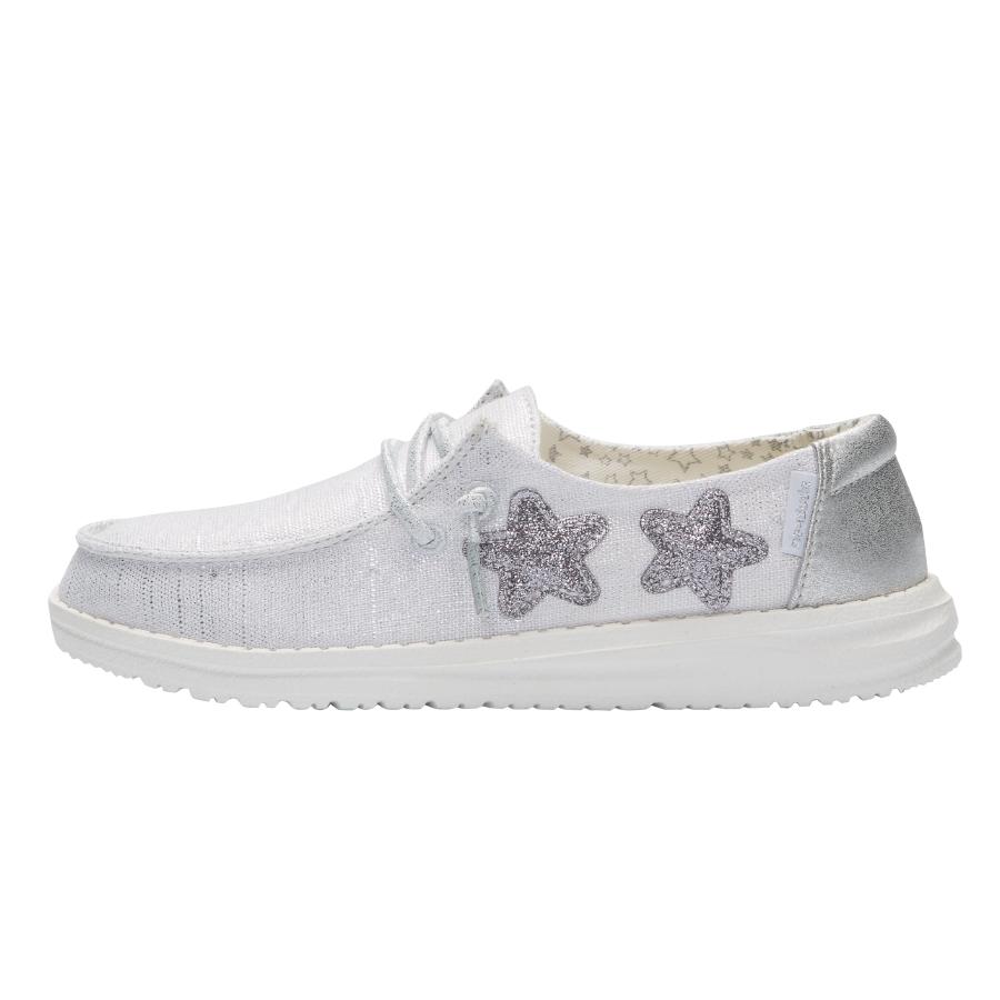 Kids' Hey Dude Wendy Slip On Shoes Silver | XARDI-2067