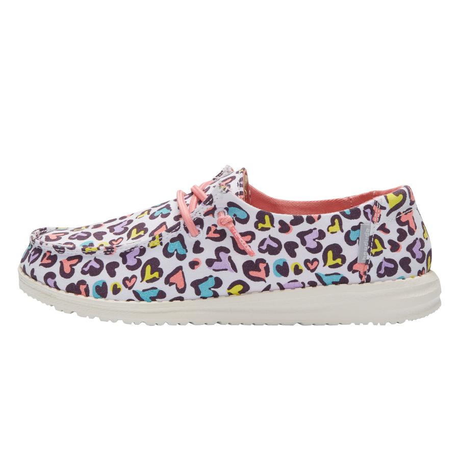 Kids' Hey Dude Wendy Slip On Shoes White Leopard | WZDAP-1305