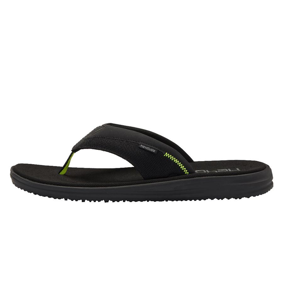 Men's Hey Dude Flinn Flip Flops Black | XRJAM-2408