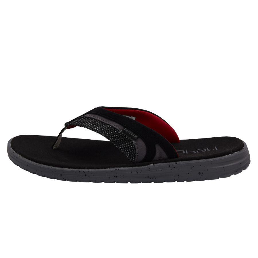 Men's Hey Dude Flinn Sox Flip Flops Black | SCXYO-8241