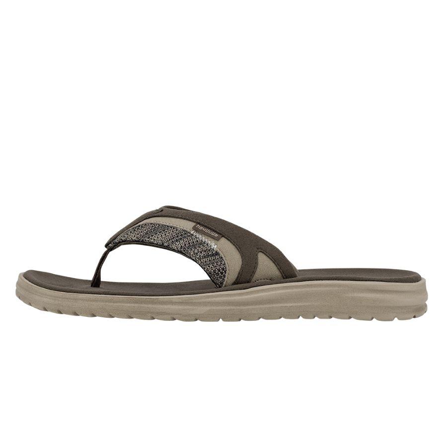 Men's Hey Dude Flinn Sox Flip Flops Brown | PMJFS-9783