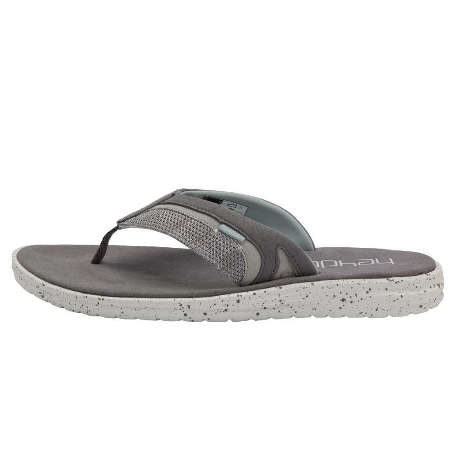 Men's Hey Dude Flinn Sox Flip Flops Grey | CAZQY-3701