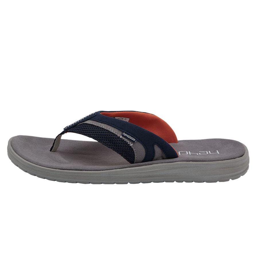 Men's Hey Dude Flinn Sox Flip Flops Navy | UPZWG-0249