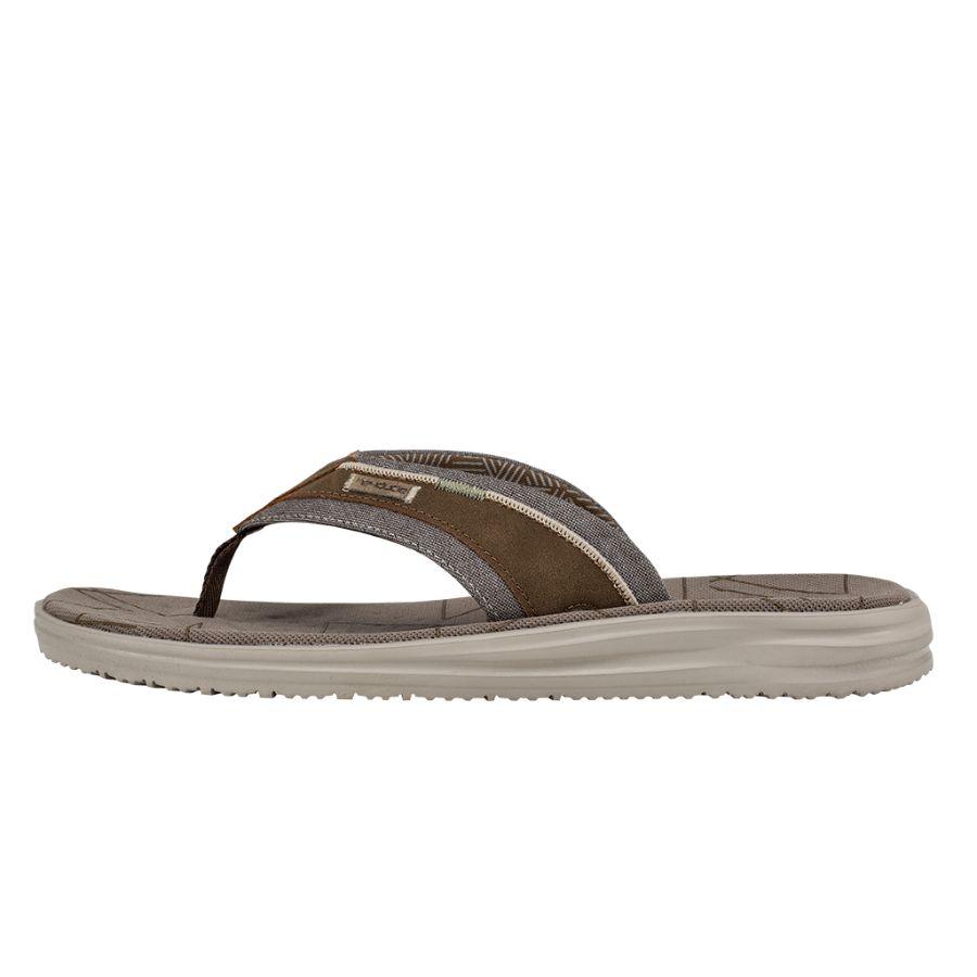 Men's Hey Dude Sami Flip Flops Brown | DWNBT-6470