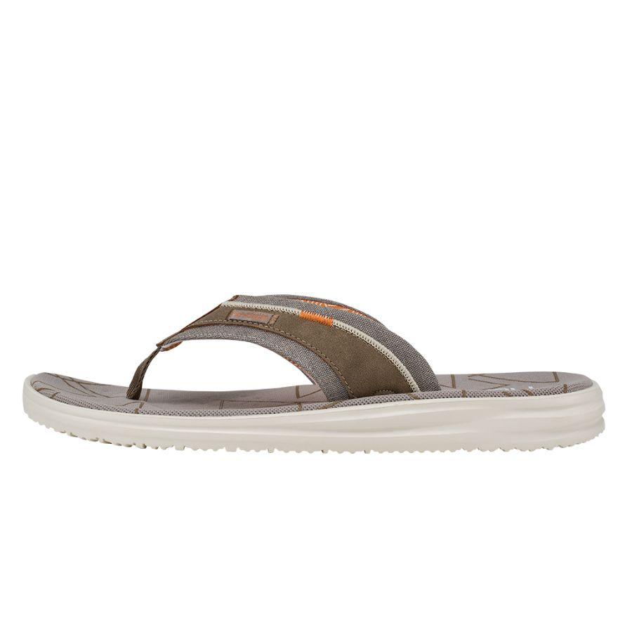 Men's Hey Dude Sami Flip Flops Brown | XGLIK-4510