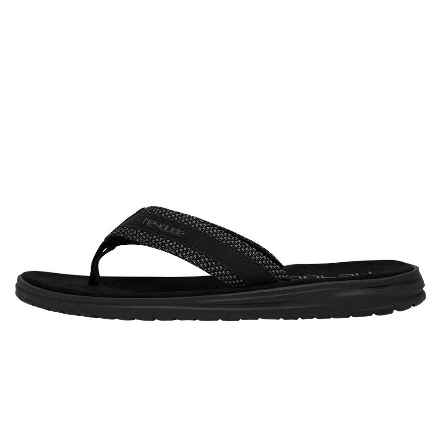 Men's Hey Dude Sami Sox Flip Flops Black | KBZQJ-7429