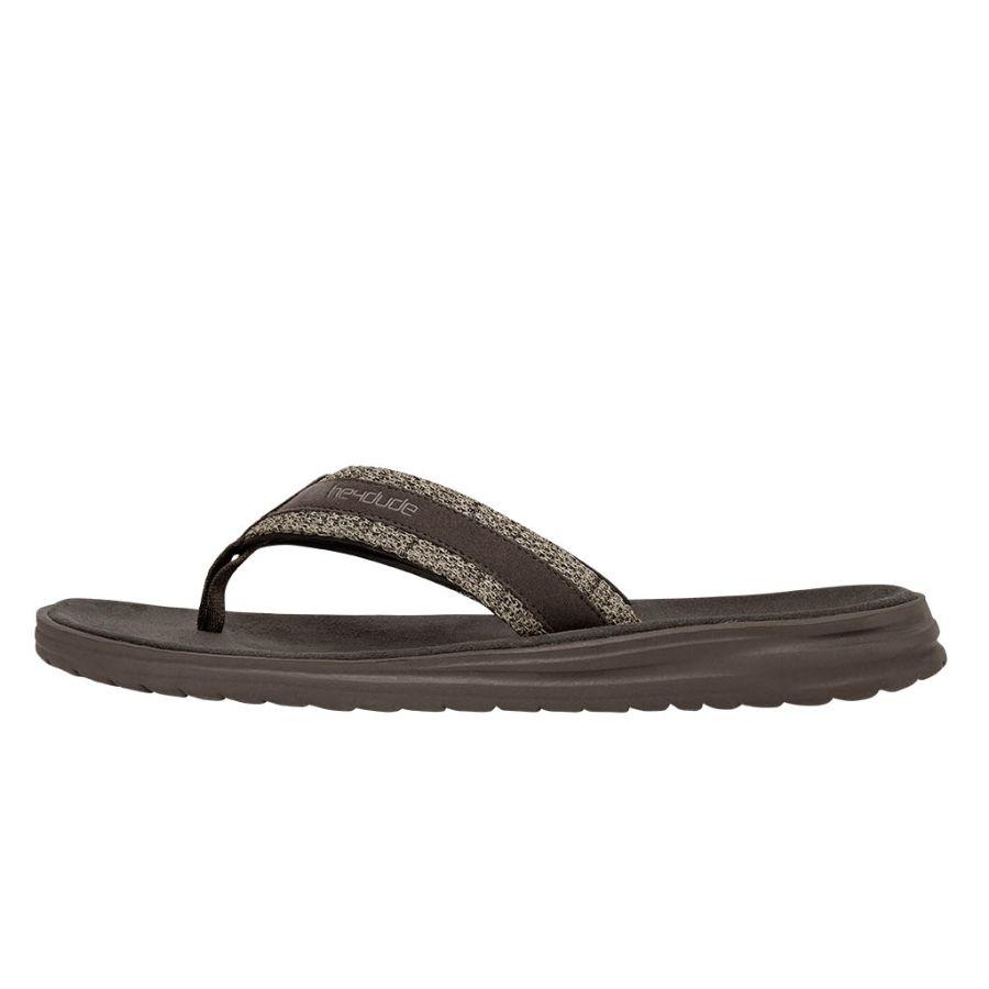 Men's Hey Dude Sami Sox Flip Flops Brown | MORTV-4163