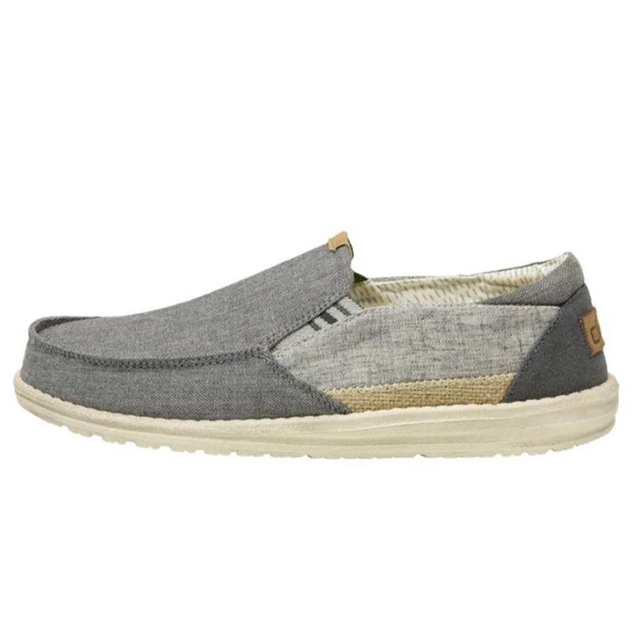 Men's Hey Dude Thad Canvas Shoes Grey | SQYXP-5086