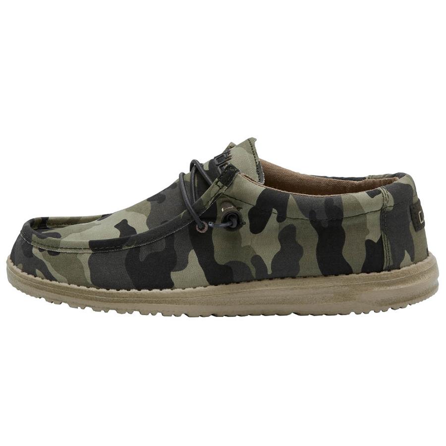 Men's Hey Dude Wally Canvas Shoes Camo | VDNWZ-0647