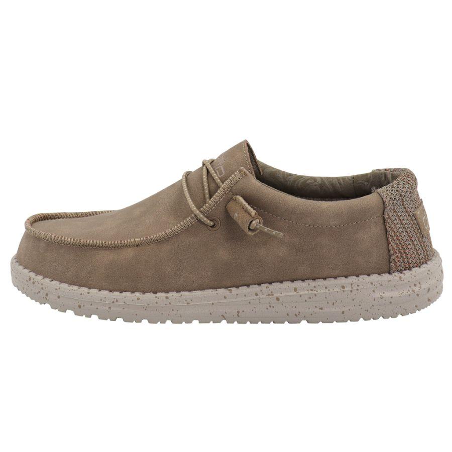 Men's Hey Dude Wally Recycled Leather Shoes Khaki | HAFMU-3165