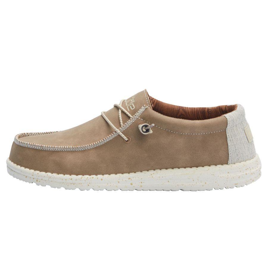 Men's Hey Dude Wally Recycled Leather Shoes Khaki | HYCXR-2739