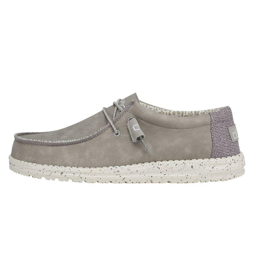 Men's Hey Dude Wally Recycled Leather Shoes Silver | MWRLV-4857