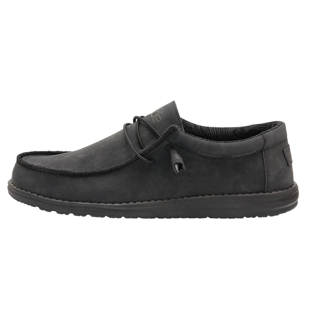 Men's Hey Dude Wally Recycled Leather Shoes Dark Grey | VQYDI-5214