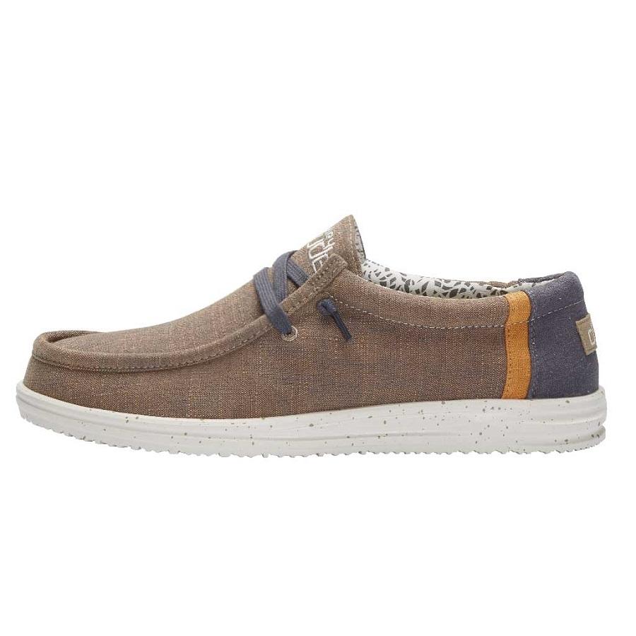 Men's Hey Dude Wally Slip On Shoes Beige | RPUXH-4872