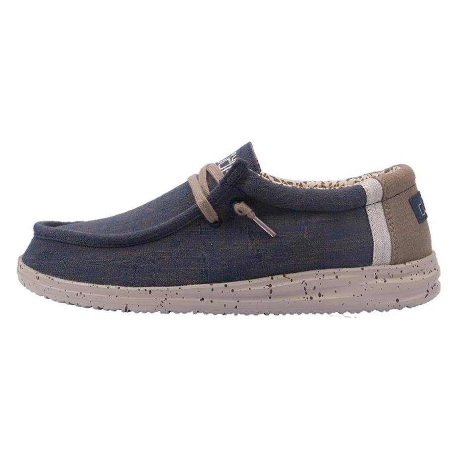 Men's Hey Dude Wally Slip On Shoes Beige Blue | YFBNT-3081