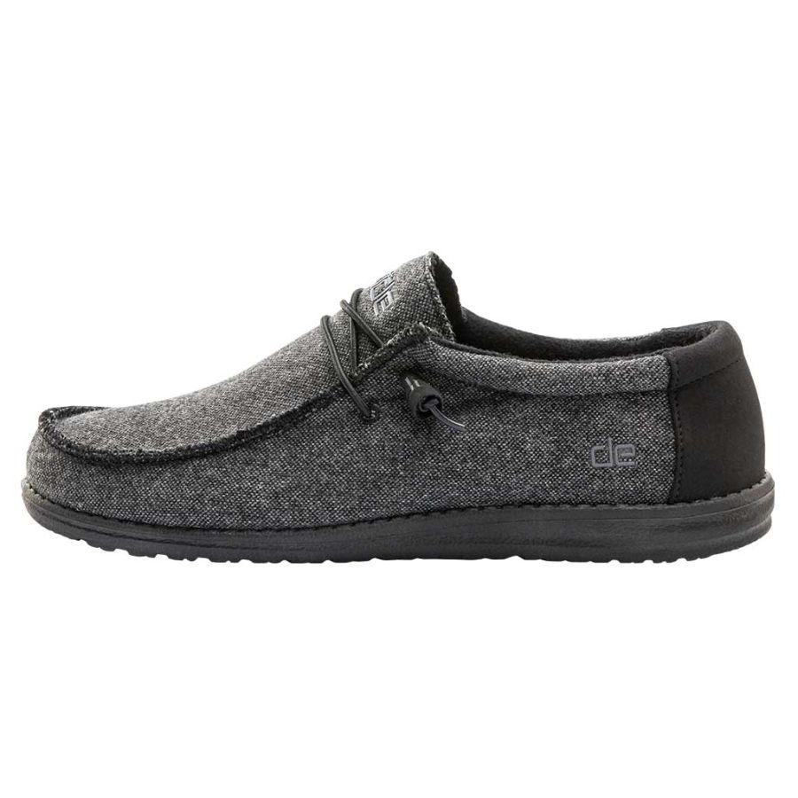 Men's Hey Dude Wally Slip On Shoes Black | ZLGBI-4623