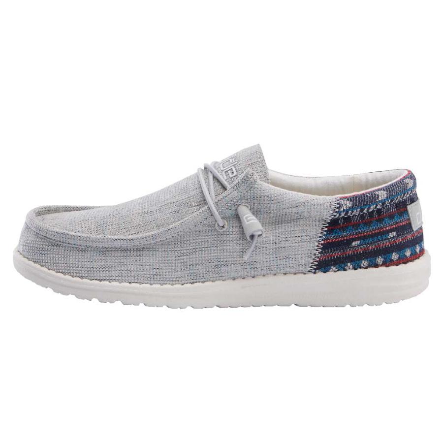 Men's Hey Dude Wally Slip On Shoes Blue Cream | KQVXJ-6940