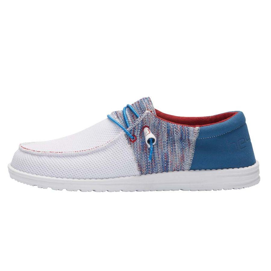 Men's Hey Dude Wally Sox Tennis Shoes Blue Red | VJANX-3980