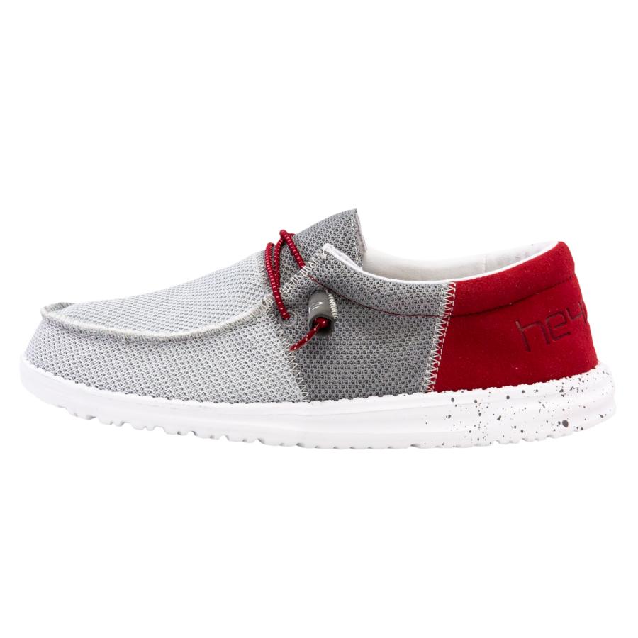 Men's Hey Dude Wally Sox Tennis Shoes Dark Grey Red | SBFZD-6403