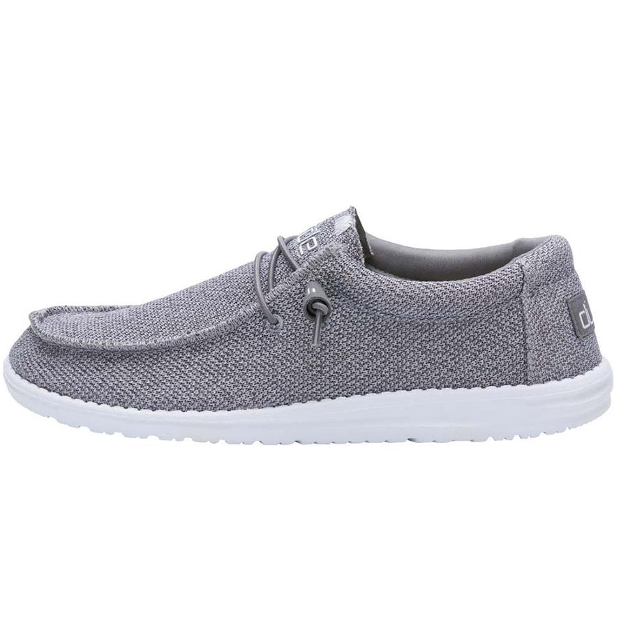 Men's Hey Dude Wally Sox Tennis Shoes Grey White | RCSTL-6095