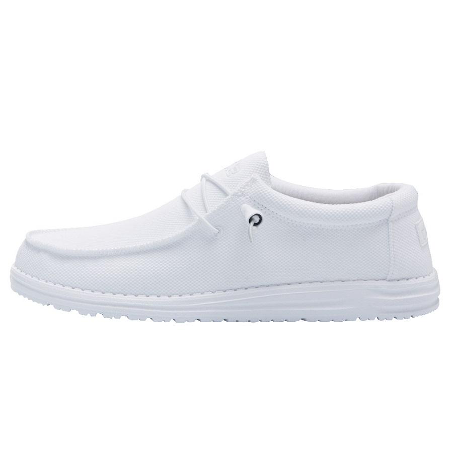 Men's Hey Dude Wally Sox Tennis Shoes White | IYSXA-1504