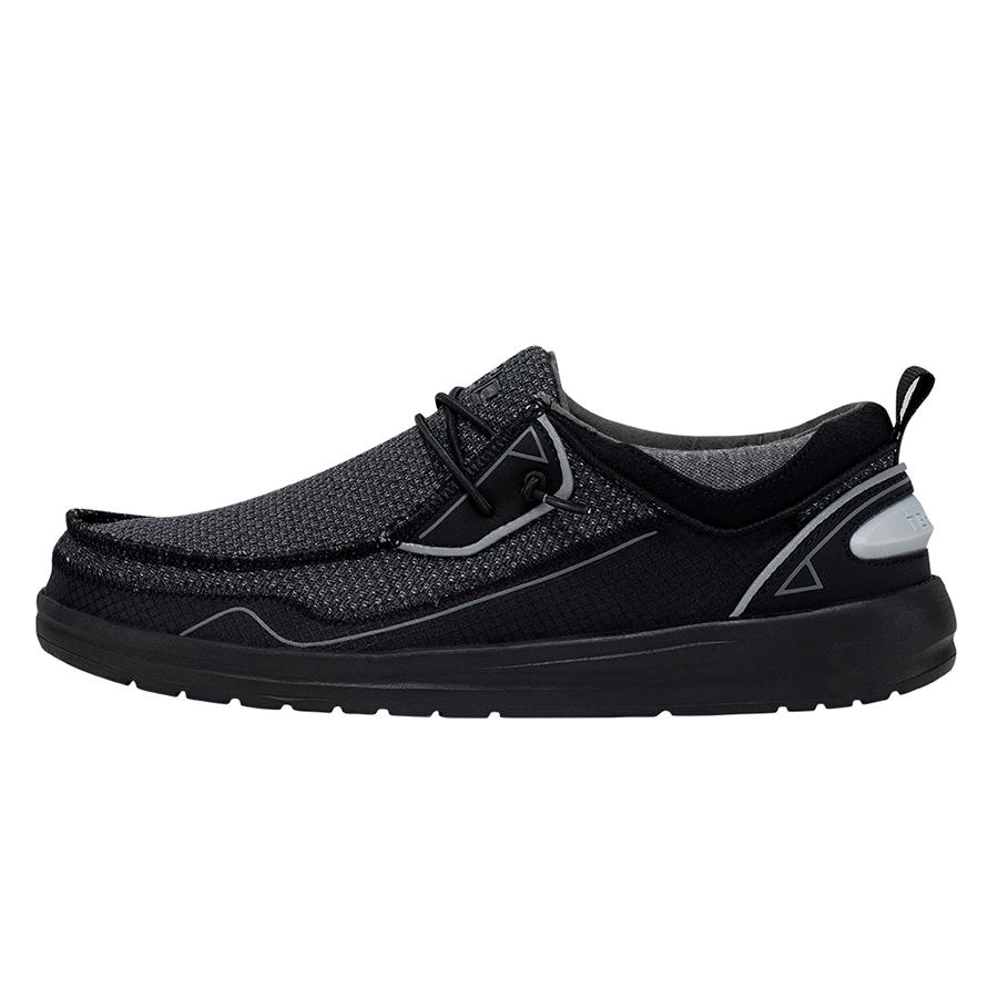 Men's Hey Dude Wally Storm Tennis Shoes Black | EZALF-2630