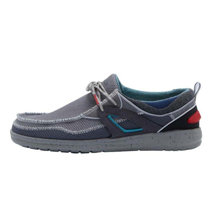 Men's Hey Dude Wally Storm Tennis Shoes Dark Grey | YXZEC-9206