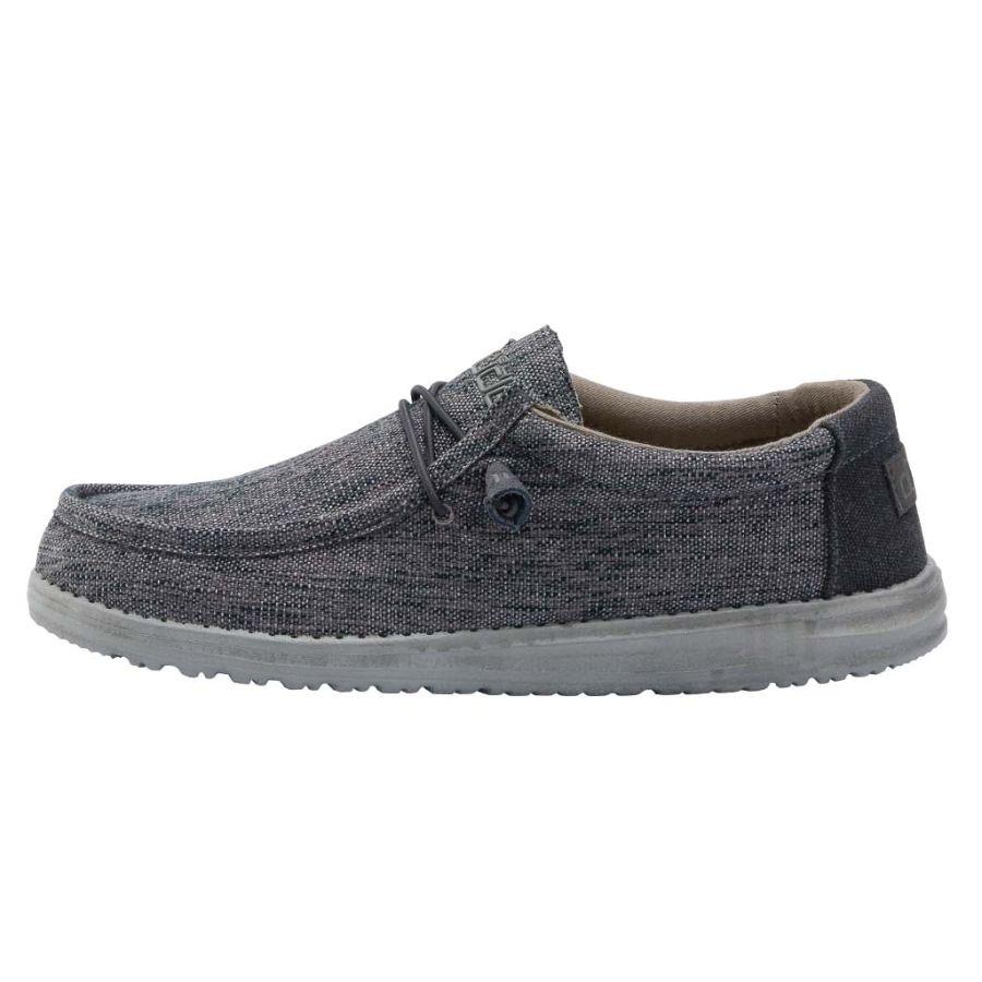 Men's Hey Dude Wally Woven Slip On Shoes Dark Grey | RJEQU-1839