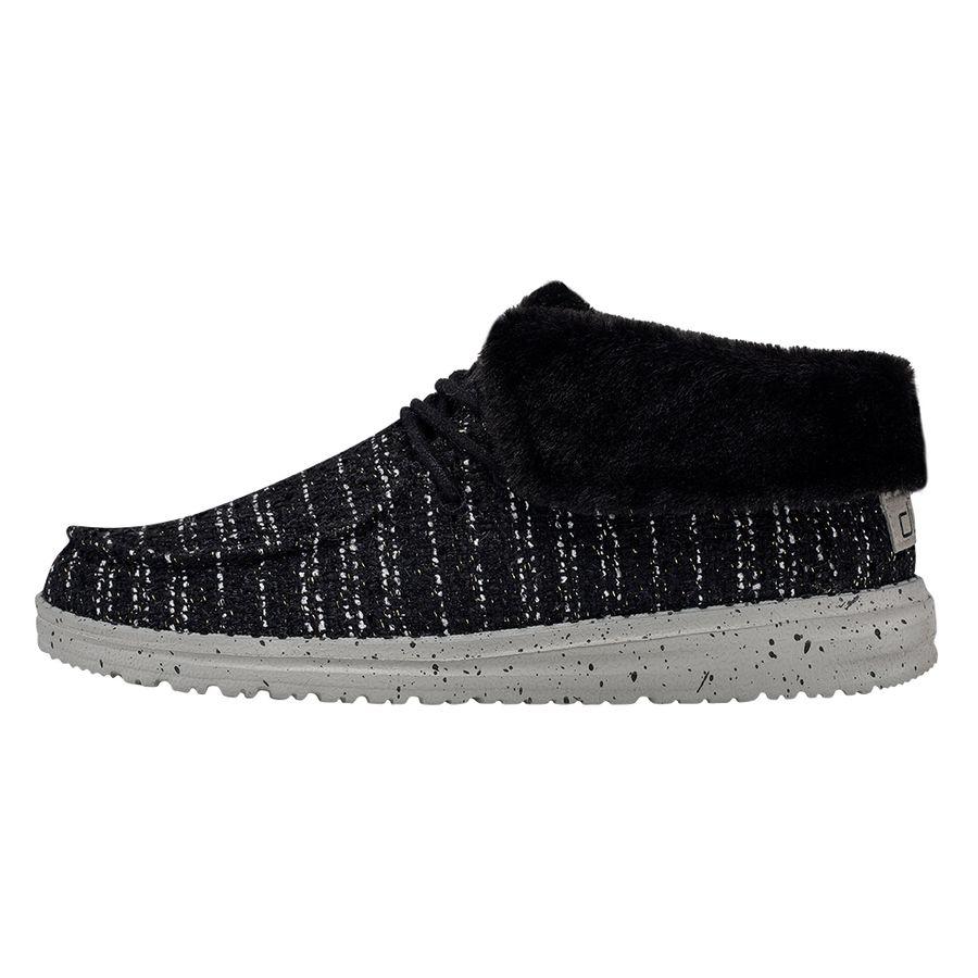 Women's Hey Dude Britt Fur Lined Shoes Black | BMXPZ-6402