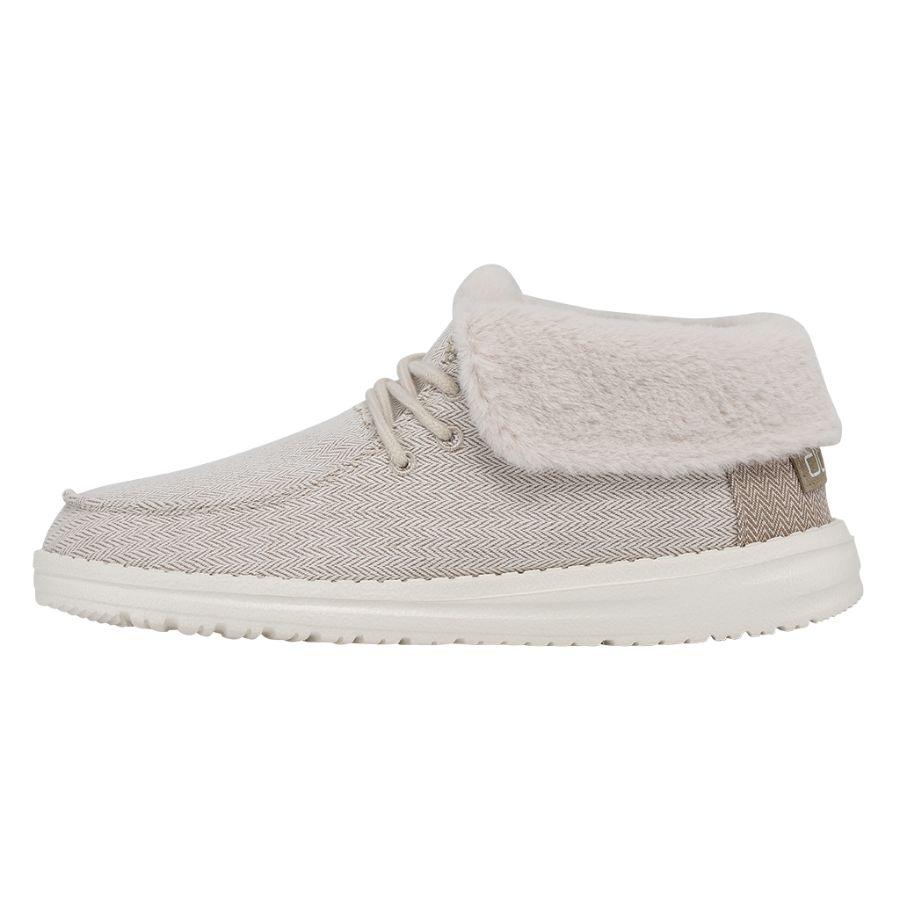 Women's Hey Dude Britt Fur Lined Shoes Cream | ROIQV-8943