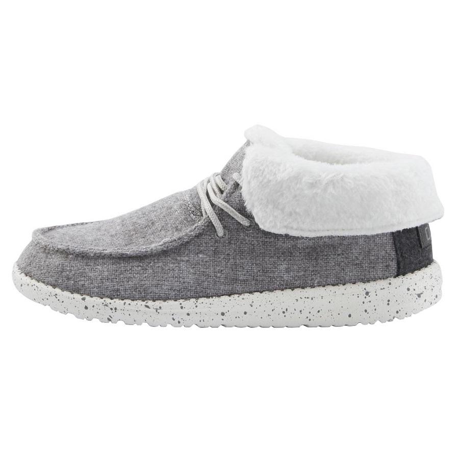 Women's Hey Dude Britt Fur Lined Shoes Grey | EWRIP-5439