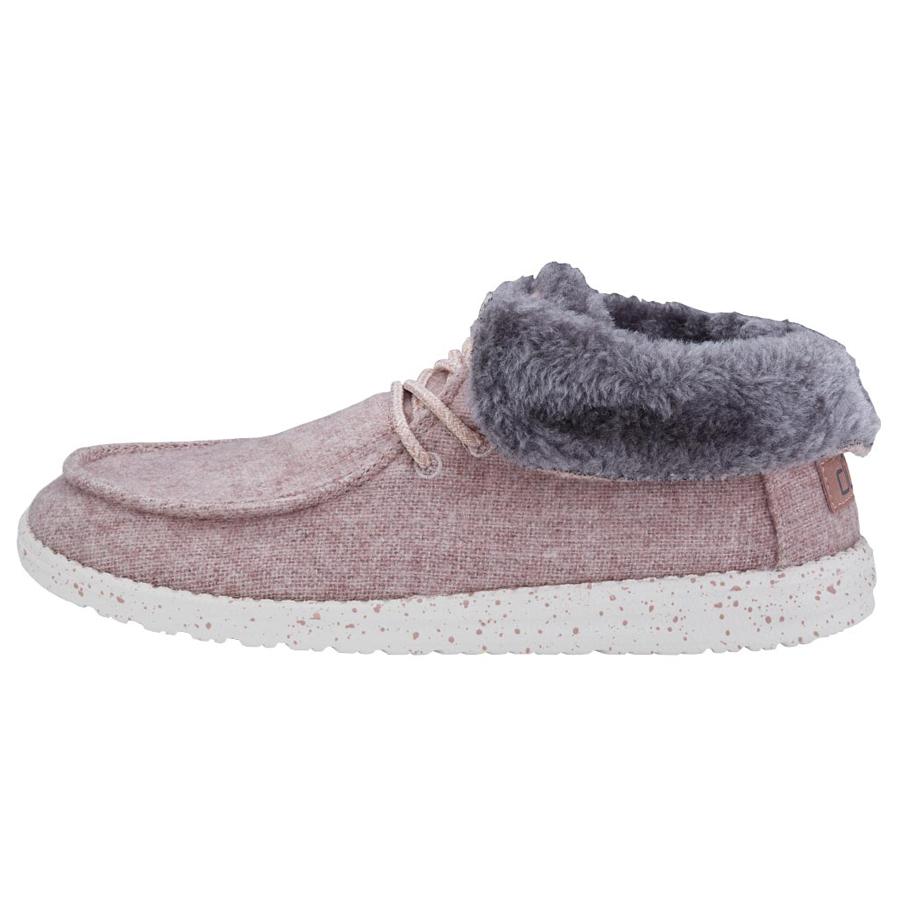 Women's Hey Dude Britt Fur Lined Shoes Pink | ZENHB-2836