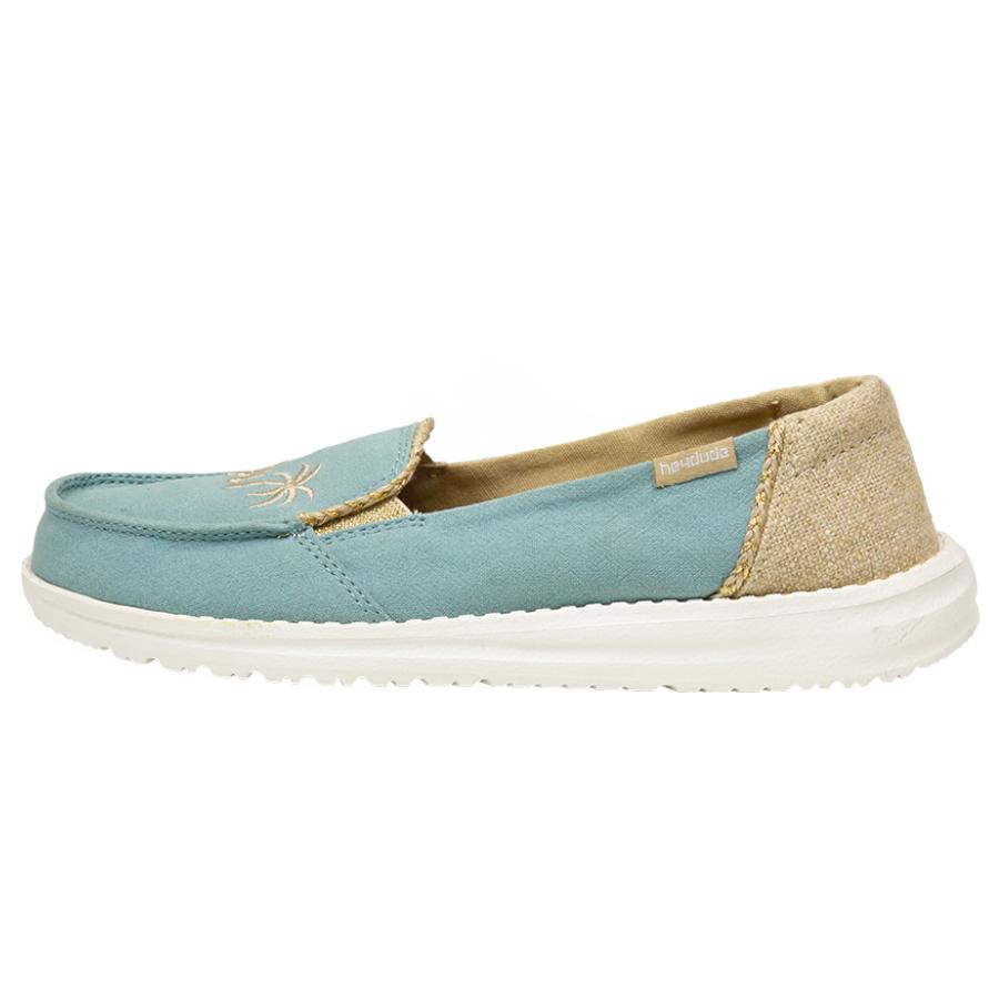 Women's Hey Dude Lena Canvas Shoes Turquoise | AZCJK-8165