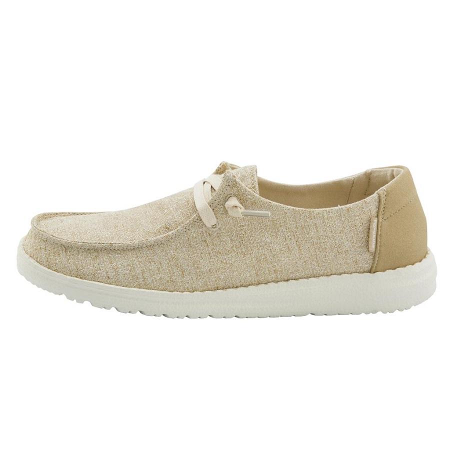 Women's Hey Dude Wendy Canvas Shoes Beige | QGWCJ-5628