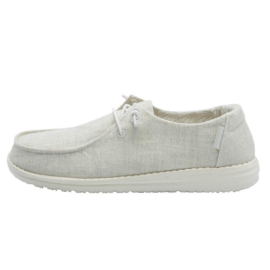 Women's Hey Dude Wendy Canvas Shoes Cream | UZIVH-2684