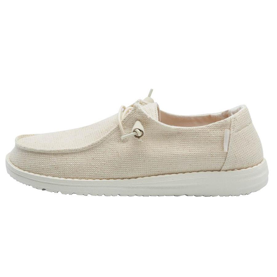 Women's Hey Dude Wendy Canvas Shoes Cream | WMXDT-6013