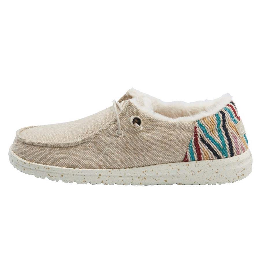 Women's Hey Dude Wendy Fur Lined Shoes Beige | NCLIU-1385