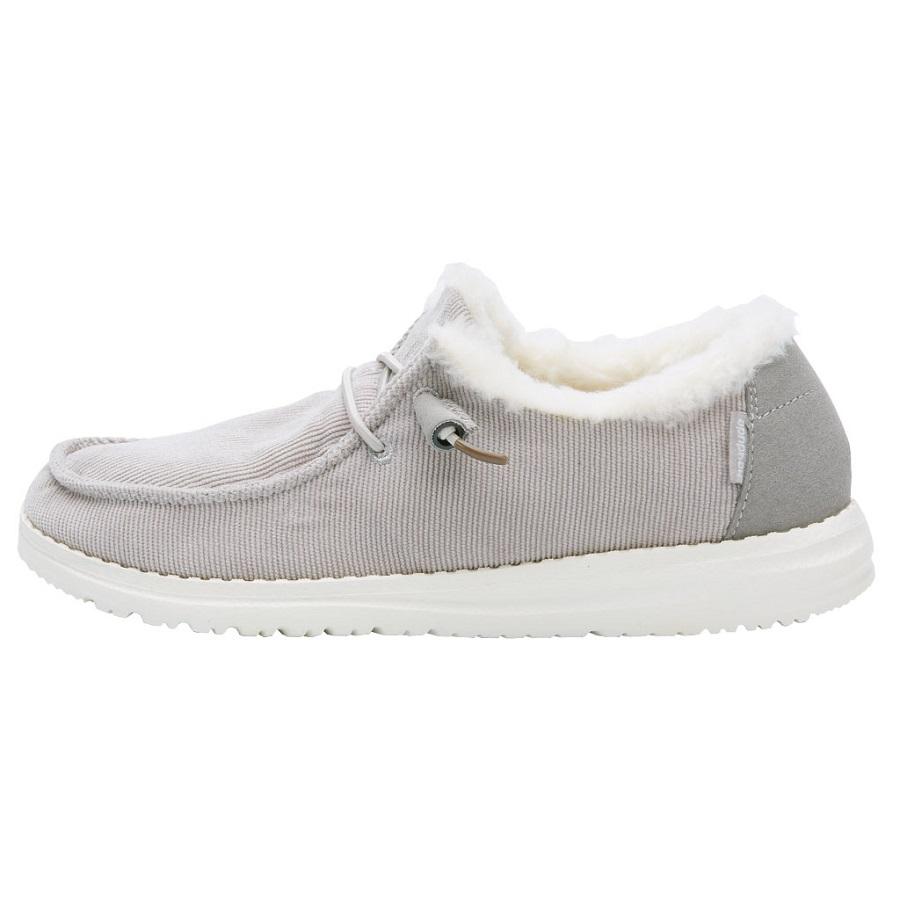 Women's Hey Dude Wendy Fur Lined Shoes Grey | DRMPF-9784