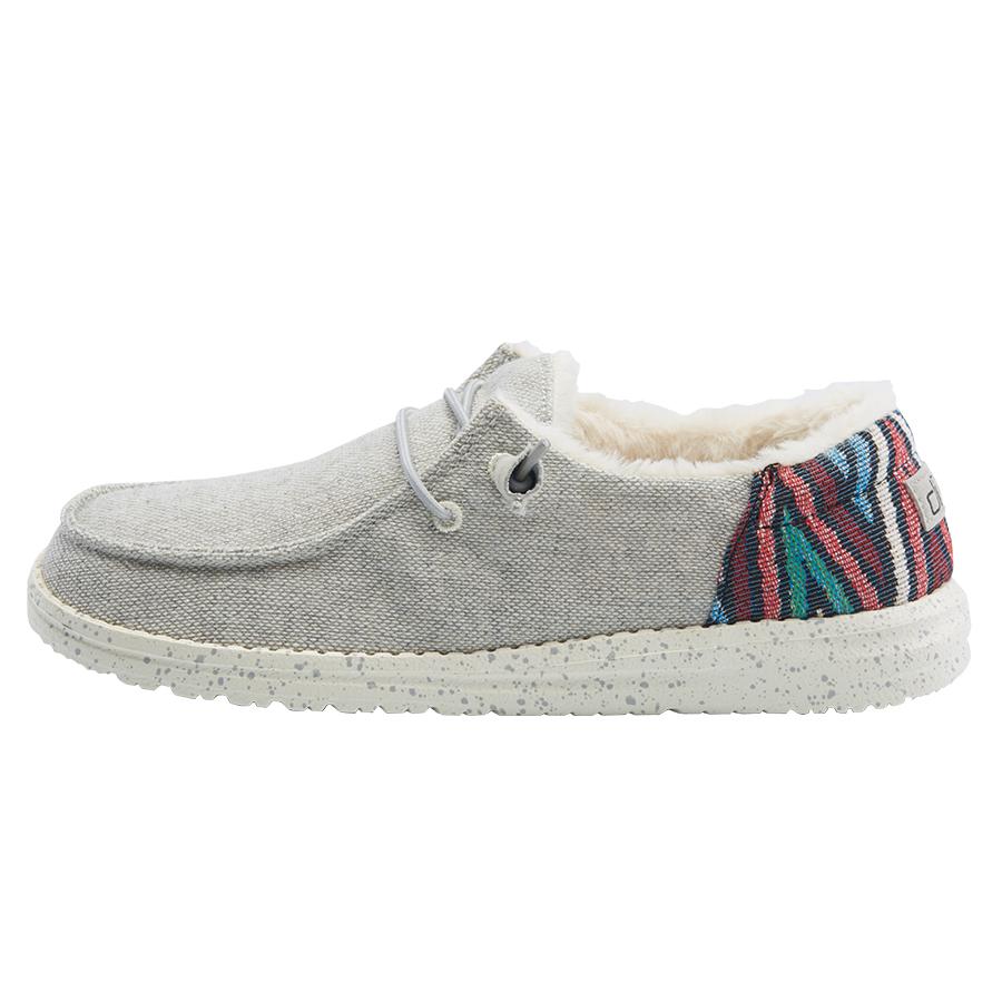 Women's Hey Dude Wendy Fur Lined Shoes Grey | ZFCJD-1768