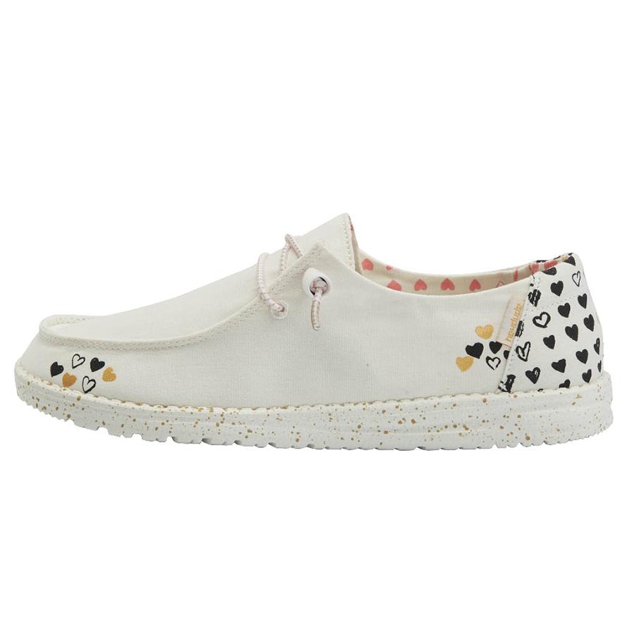 Women's Hey Dude Wendy Slip On Shoes Beige White | DFGUR-9402