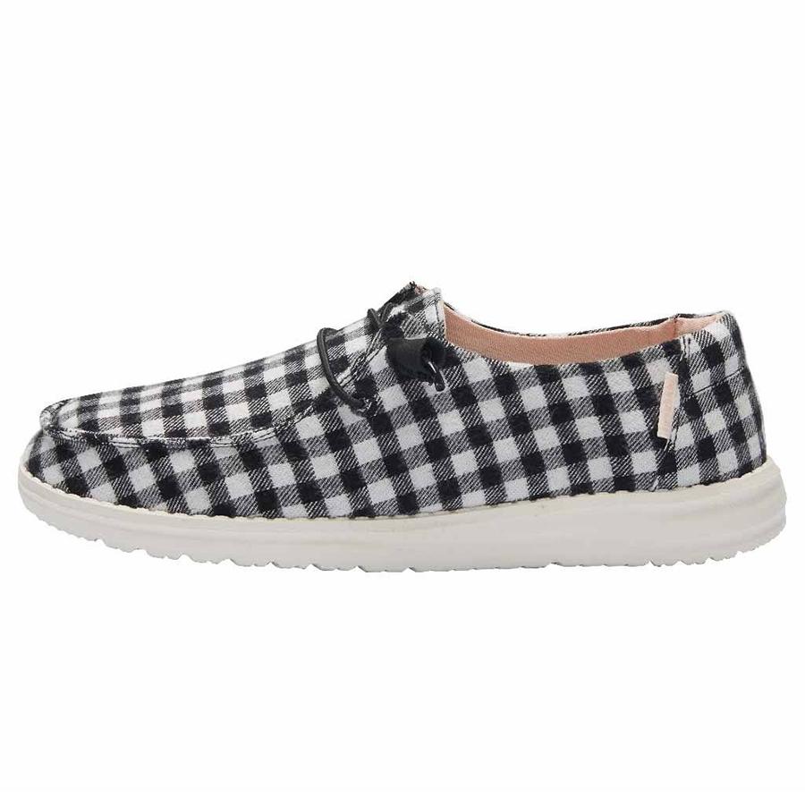 Women's Hey Dude Wendy Slip On Shoes Black White | YKUGF-2631