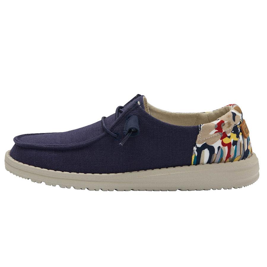 Women's Hey Dude Wendy Slip On Shoes Navy | UWZFB-5267