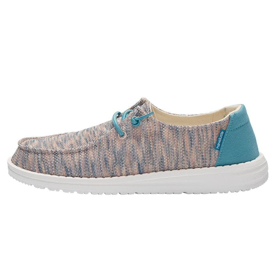 Women's Hey Dude Wendy Sox Slip On Shoes Pink Light Turquoise | MTIVK-3489