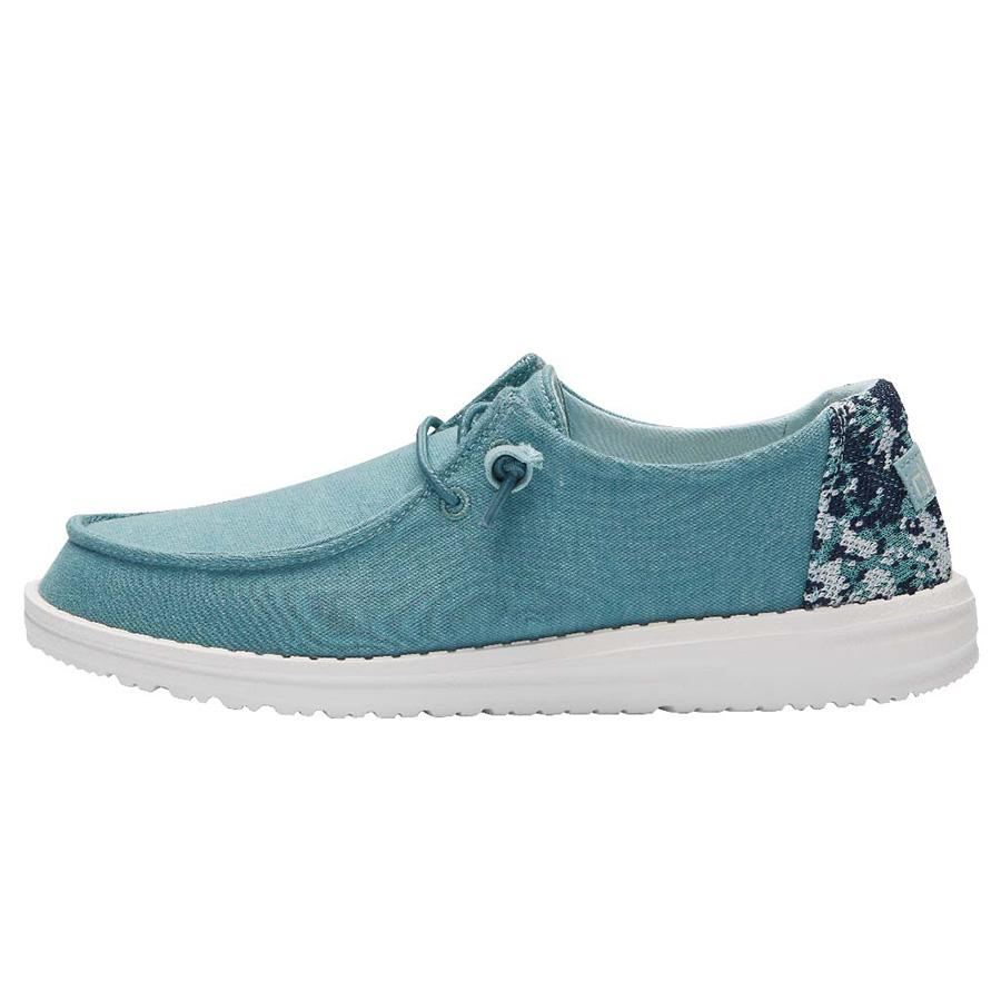 Women's Hey Dude Wendy Stretch Slip On Shoes Blue | BZFPW-9357