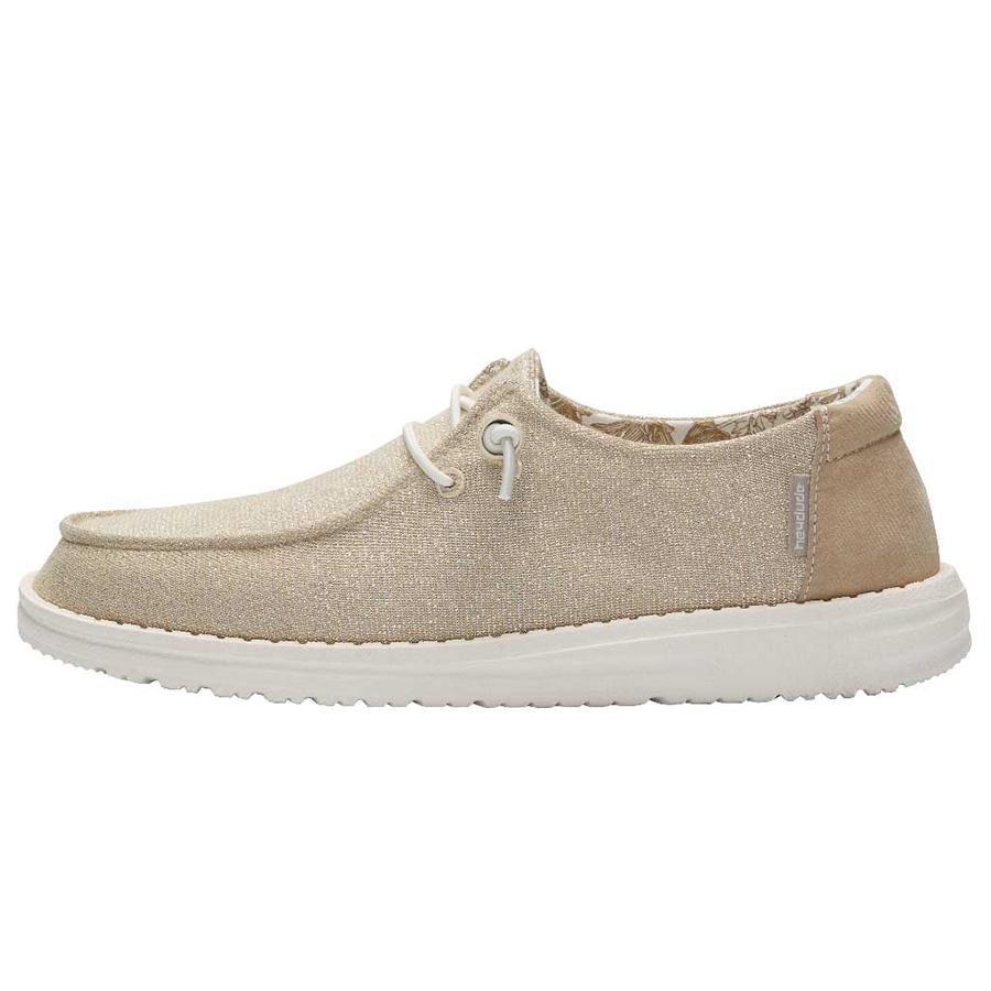 Women's Hey Dude Wendy Stretch Slip On Shoes Beige | CHEDZ-8614