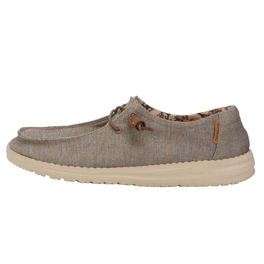 Women's Hey Dude Wendy Stretch Slip On Shoes Khaki | MIHFA-0437